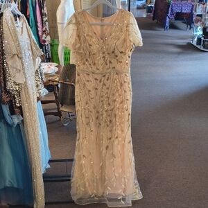 Elegant Gold Leaf Embellished Dress